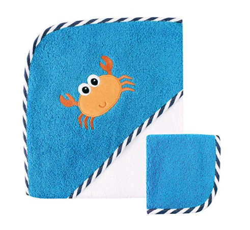 Cute Crab Hooded Bath or Pool Towel, Monogrammable