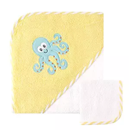 Cute Octopus Hooded Bath or Pool Towel, Monogrammable