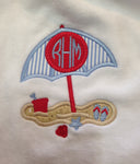 Beach  4th of July monogrammed Bib....Blue & Red