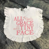 All of God's Grace in Pink on ruffle bib