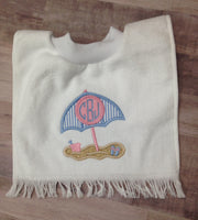 Beach monogrammed Bib....Pink & Blue