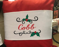 Personalized Christmas Holly Pillow Wrap