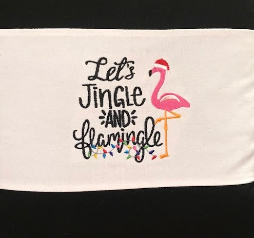 Let's Flamingle with Christmas lights Pillow Wrap