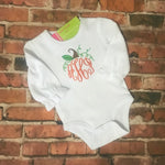 Pumpkin topper with monogram long or short sleeve body suit